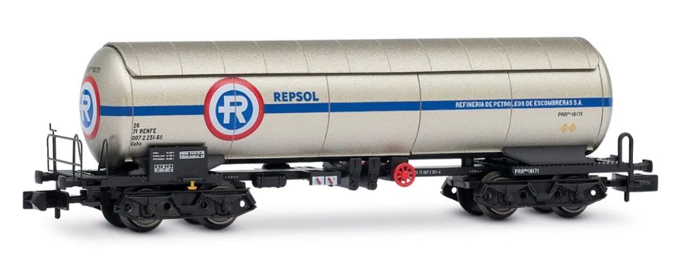 RENFE, 4-achs. Rohölkesselwagen PRR, „Repesa-Repsol”, weiß-o