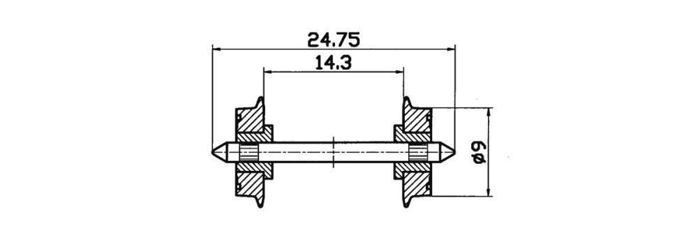 Radsatz 2fach isoliert 9mm 1 P