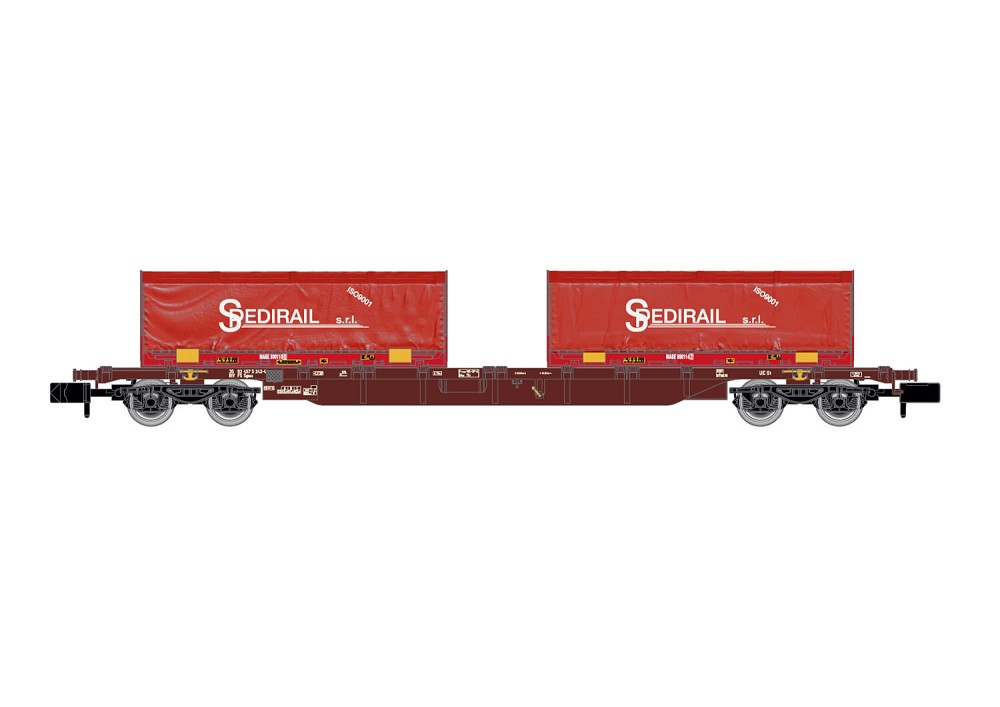FS, 4-achs. Containerwagen Sgnss in brauner Lackierung, bela