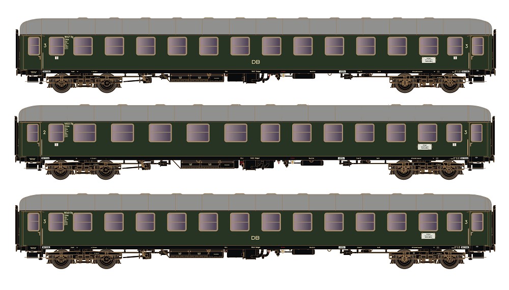 3tlg Wagen-Set D83 2xC4ümg+BC4ümg DB, Ep.III, AC
