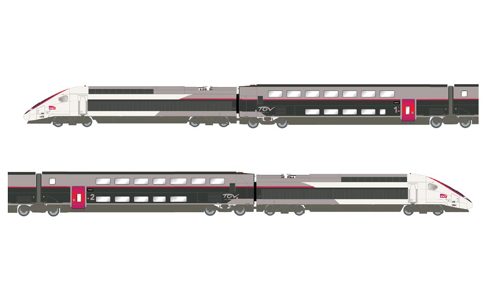 SNCF, 4-tlg. Set, TGV Duplex Carmillon, bestehend aus 1 ange