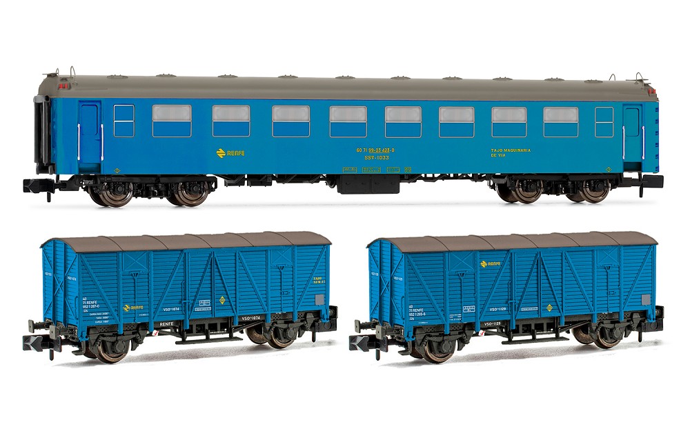 RENFE, 3-tlg. Set „Tajo de Vía" in blauer Lackierung, besteh