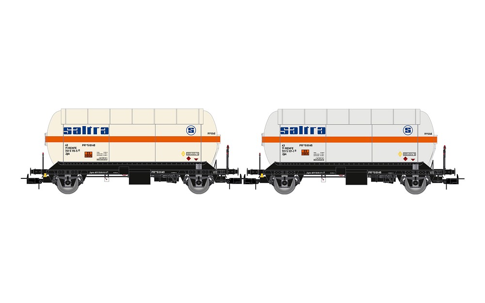 RENFE, 2-tlg. Set 2-achs. Gaskesselwagen Zgkk, „Saltra“, Epo