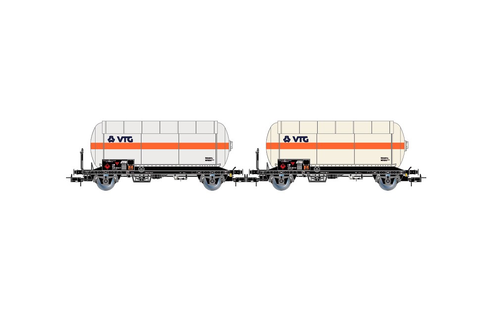 DB, 2-tlg. Set 2-achs. Gaskesselwagen mit Sonnenschutzdach,