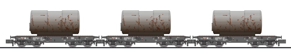 3-tlg. Set, 4-achs. Schwerlastwagen, Rlmmp 650, DB, Beladung