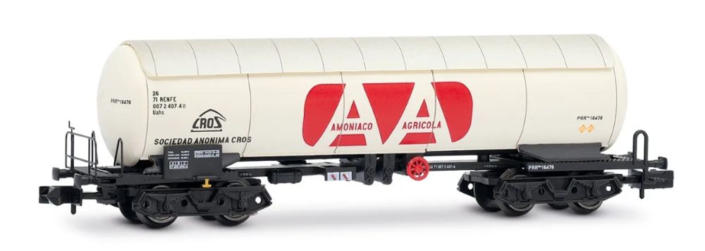 RENFE, 4-achs. Gaskesselwagen PRR, „AMONIACO ANHIDRO”, weiße