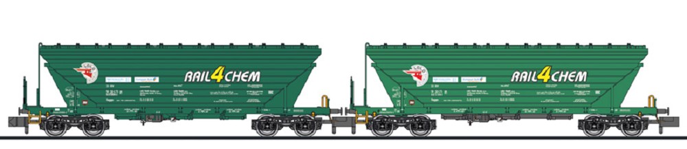 2-tlg. Set, Getreidetransportwg., Uagpps, "RAIL4CHEM/Loco Tr