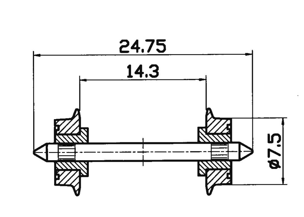 Radsatz 7!5mm isoliert     (F.