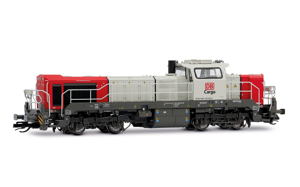 DB Cargo, Diesellokomotive Vossloh DE 18, rot/graue Farbgebu