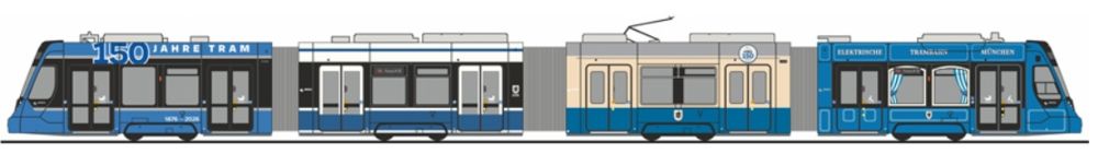 Siemens Avenio 4-tlg., MVG 105 Jahre Tram, 1:87