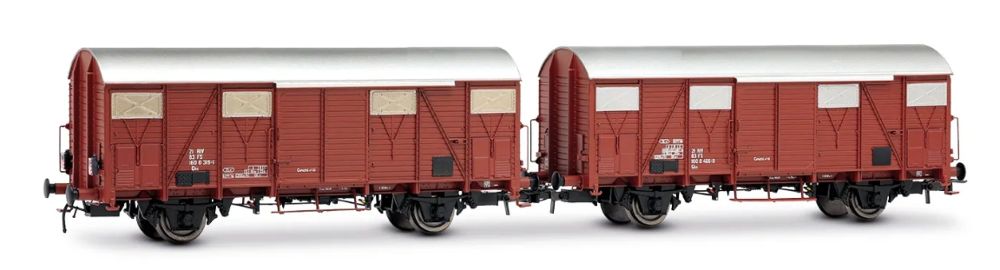 FS, 2-tlg. Set gedeckter Güterwagen der Bauart Ghs, braune F