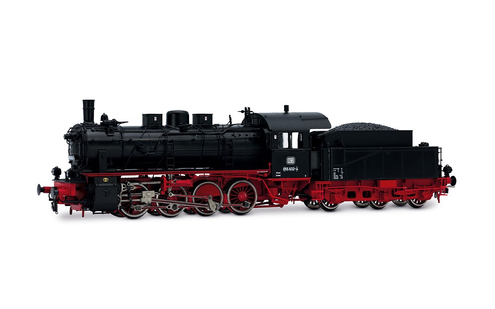 DB, Dampflokomotive mit Schlepptender 055 632-4, in schwarz-