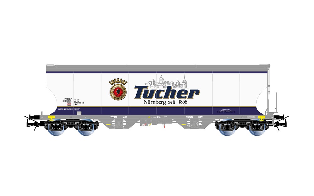4-achs. Getreidesilowagen „Tucher“, hellblaue Farbgebung, Ep