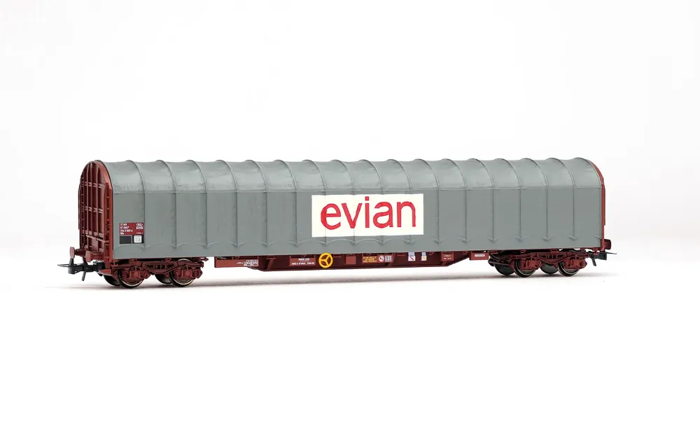 SNCF, 4-achs. Schiebeplanenwagen der Bauart Rils, „EVIAN”, g