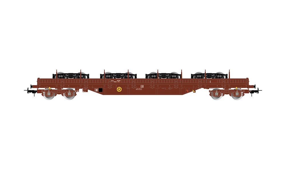SNCF, 4-achs. Flachwagen Typ Res, beladen mit Y25-Drehgestel