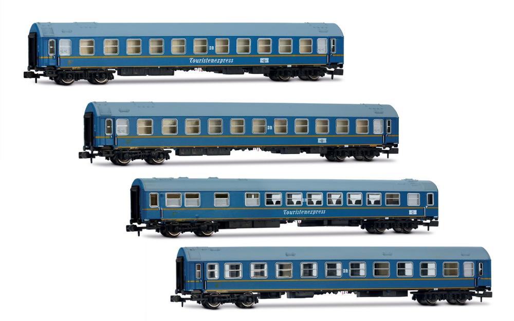 DR, 4-tlg. Set OSShD Typ B Reisezugwagen „Touristen-Express"