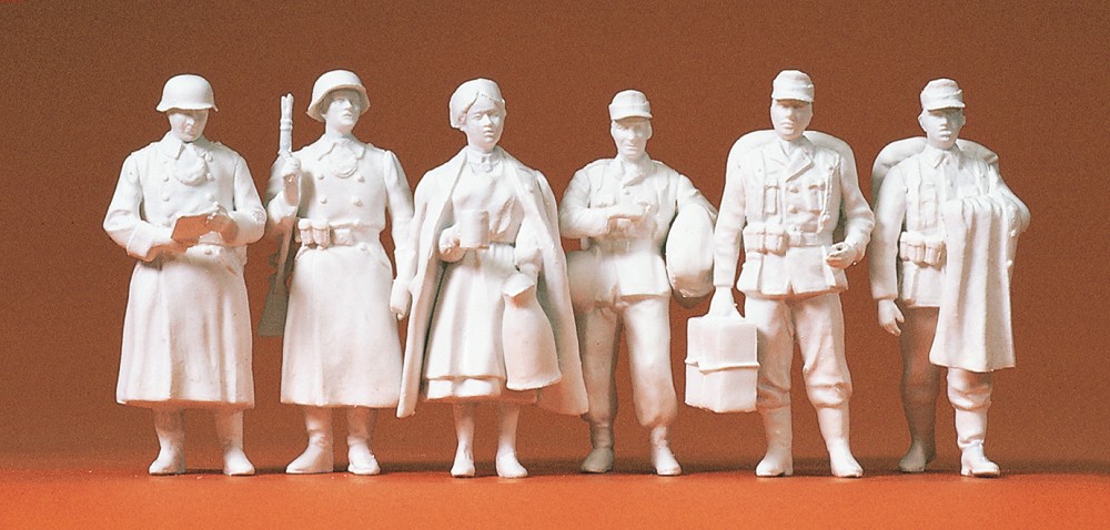 Heimaturlaub. DR 1939-45. 6 unbemalte Miniaturfiguren. Bausa
