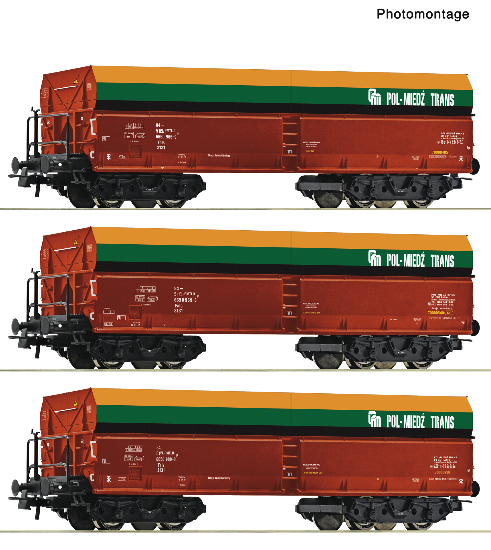 3er Set Selbstentladewagen POL-MIEDZ-TRANS