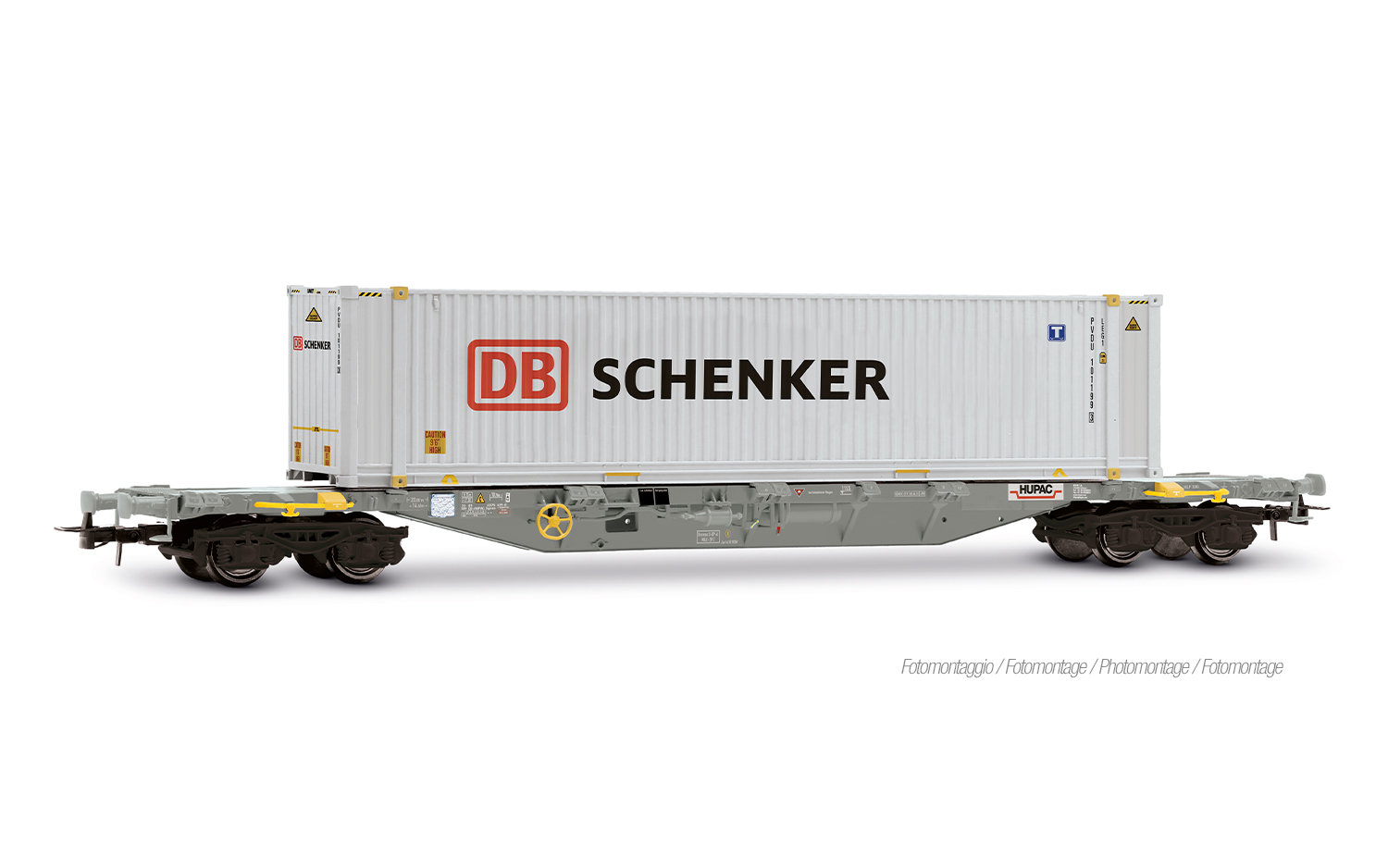 4-achs. Containerwagen der Bauart Sgnss, graue Farbgebung, b