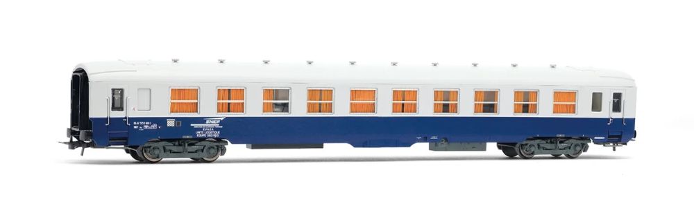 SNCF, Bauzugwagen der Bauart DEV AO, blau-weiße Lackierung