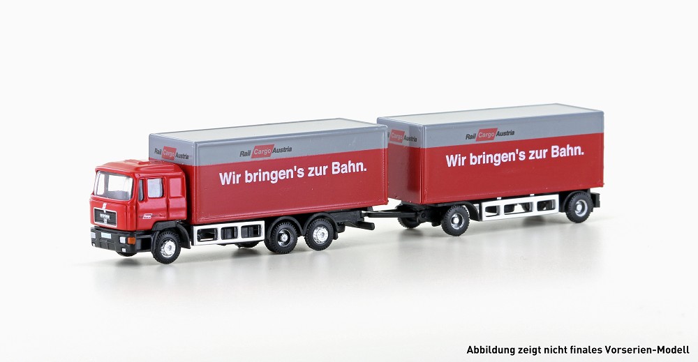 MAN F90, 3-achs Koffer-Hängerzug Rail Cargo Austria (ÖBB)