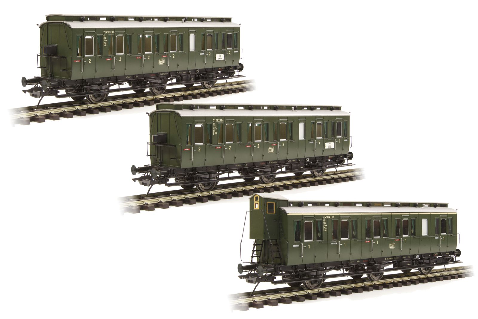 Wagen-Set mit 3 preußischen Abteilwagen, DB Epoche  3b